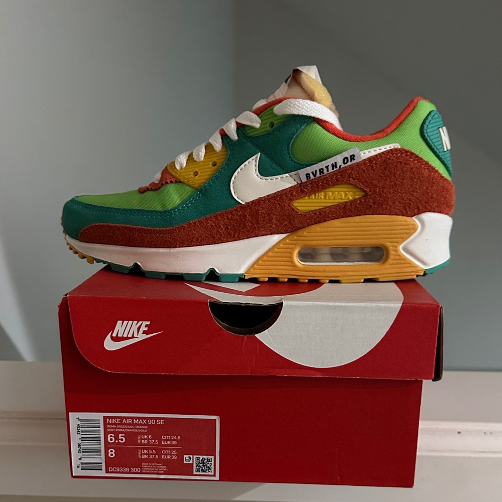 Nike Air Max 90 SE Kids Sneakers - Green, Red, Yellow
